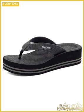 Platform Wedge Flip Flops Faux Leather Cushioned EVA Sole Summer Sandals